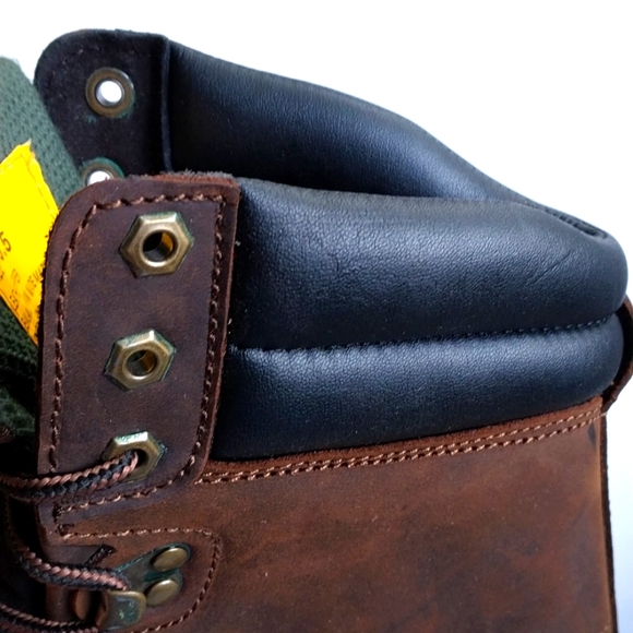 Leather Work Boots Padded Collar Goodyear Construction Brown by ITASCA - Picture 6 of 15